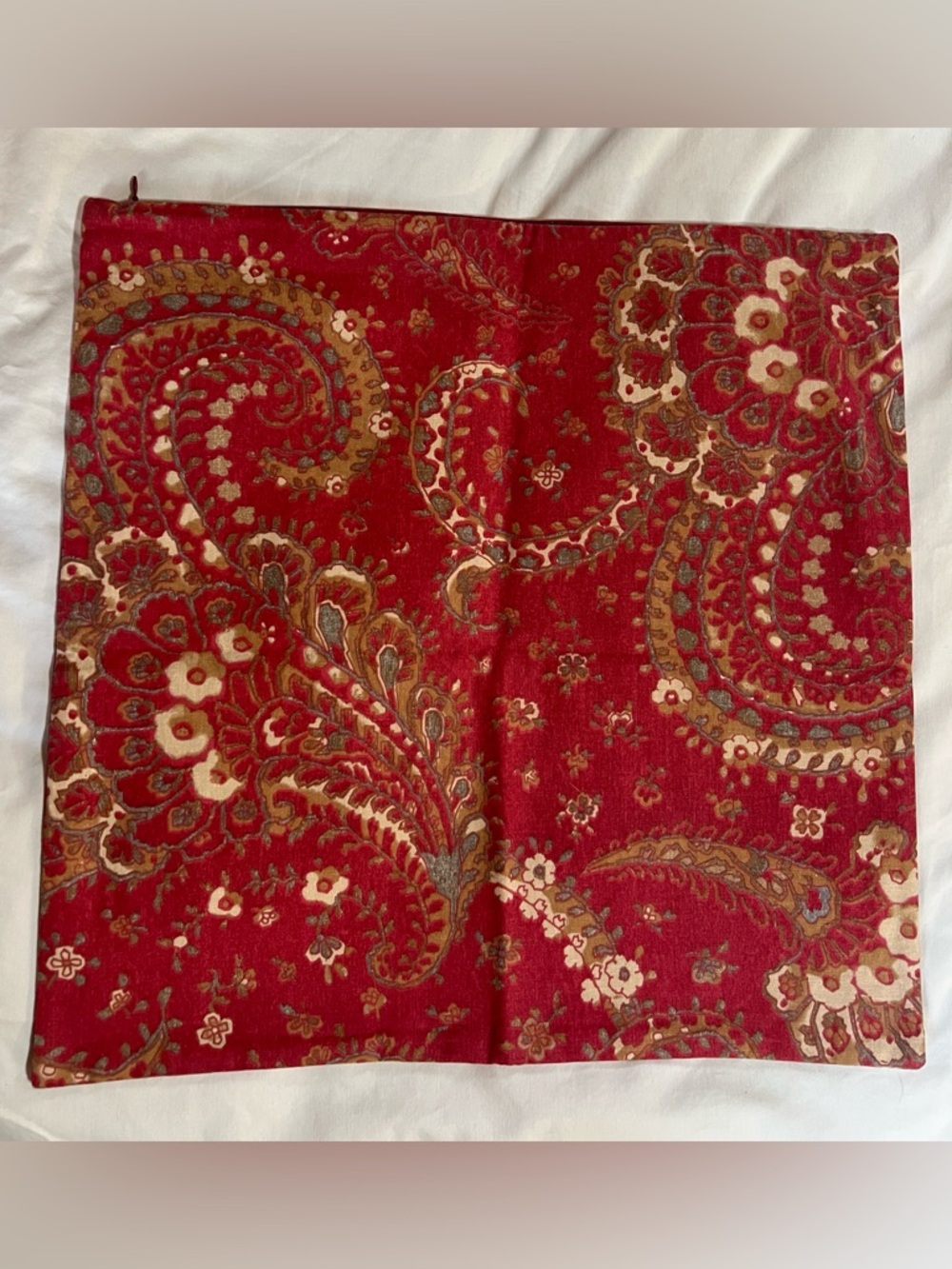 Pottery Barn Red Paisley Throw Pillow Cover, 20”x20”